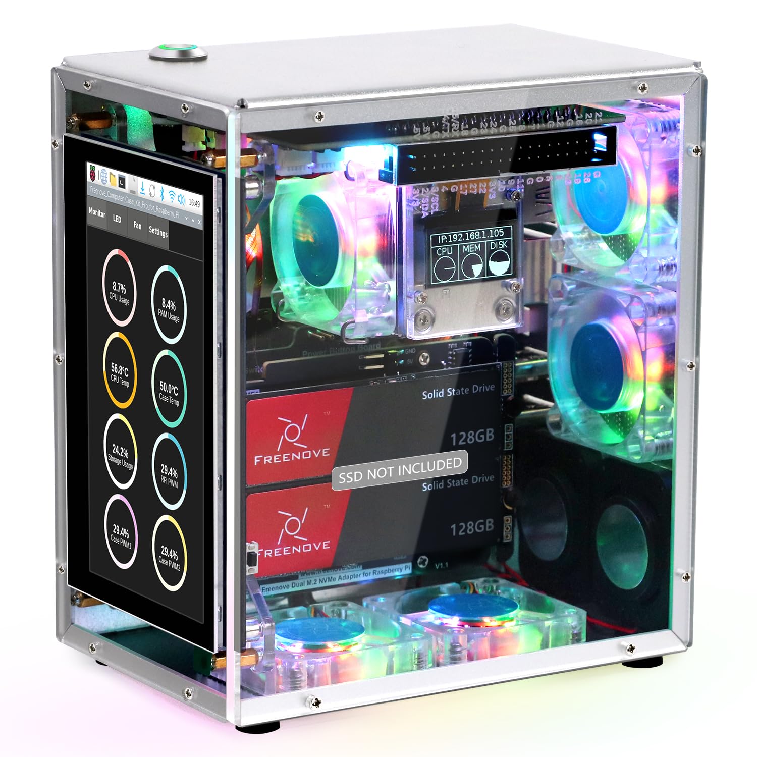 Amazon.co.jp: Freenove Raspberry Pi 5 Case Kit Pro, デュアル M.2